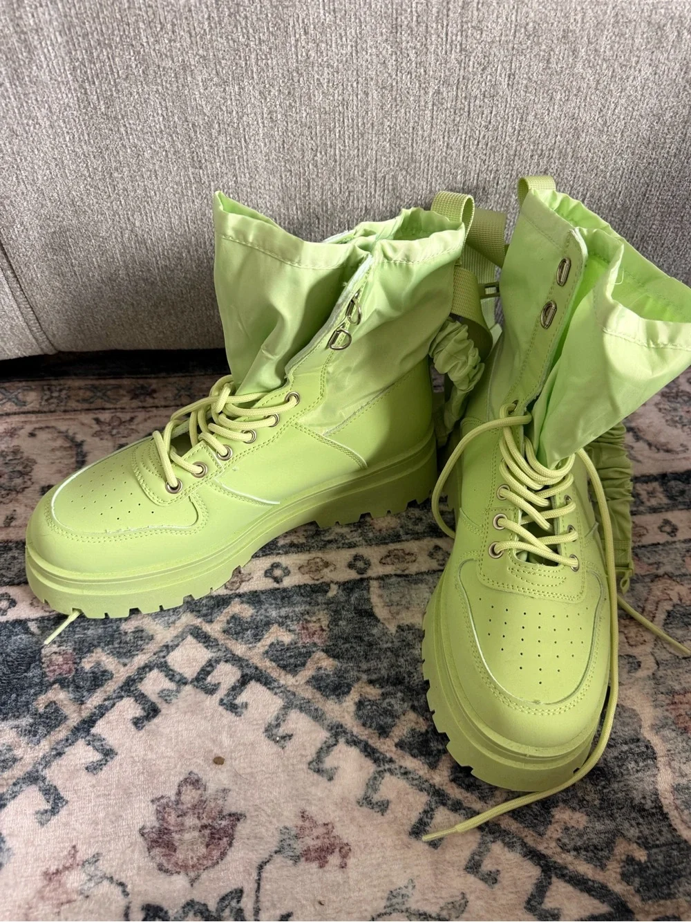 Azalea Wang Neon Lime Green High Top Sneakers